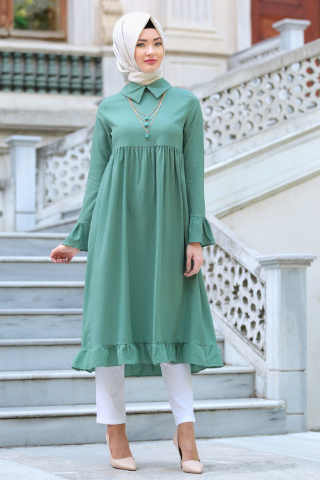 Neva Style - Almond Green Hijab Tunic 52280CY