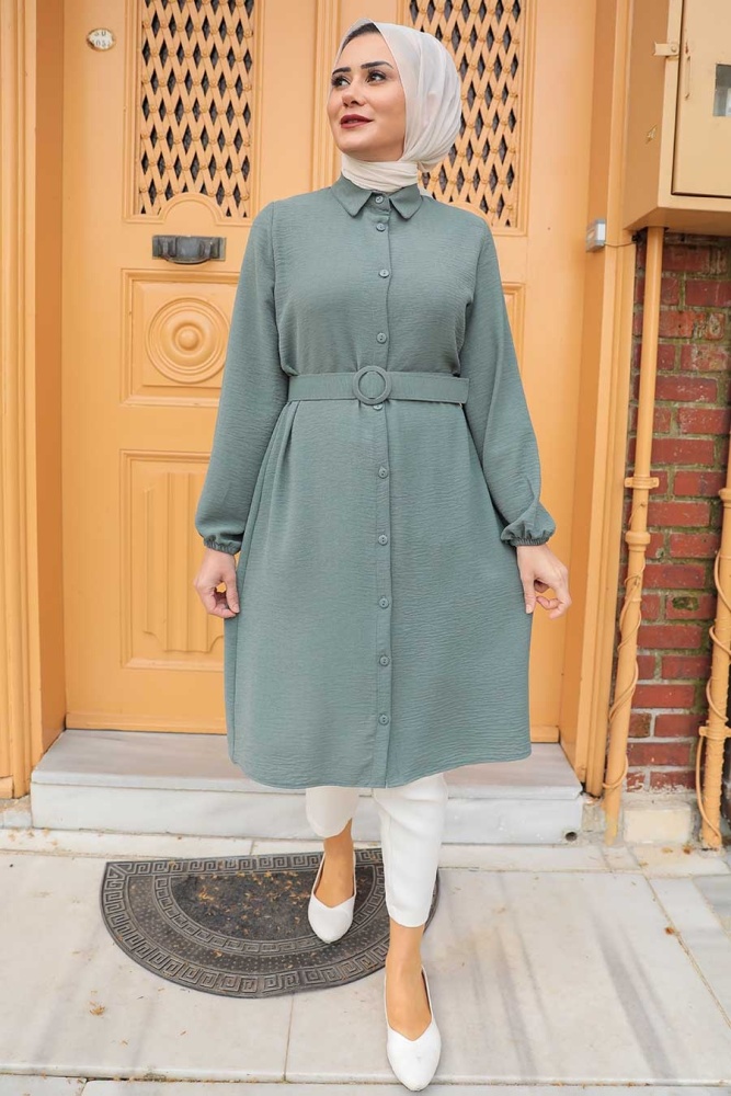 Neva Style - Almond Green Hijab Tunic 5641CY - 1