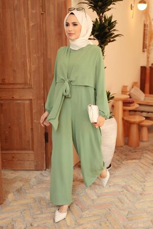 Neva Style - Almond Green Hjab Overalls 5714CY - 1