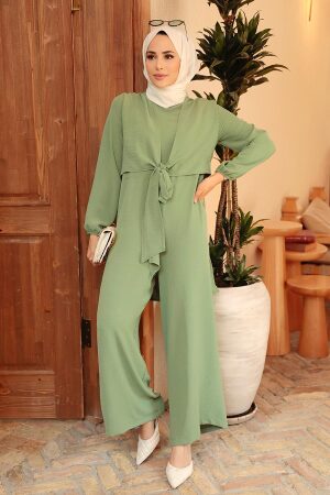 Neva Style - Almond Green Hjab Overalls 5714CY - 2