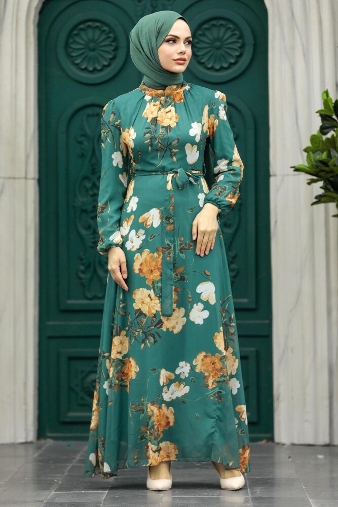 Almond Green Islamic Clothing Dress 27940CY - 1