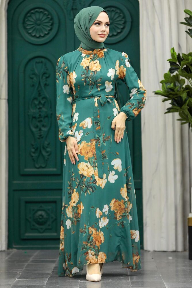 Almond Green Islamic Clothing Dress 27940CY - 2