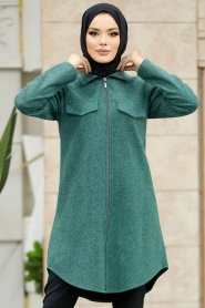 Neva Style - Almond Green Islamic Clothing Tunic 5944CY - Thumbnail