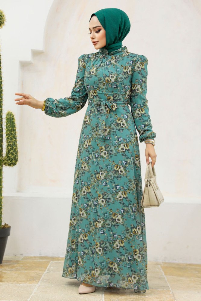 Almond Green Long Dress 27947CY - 3