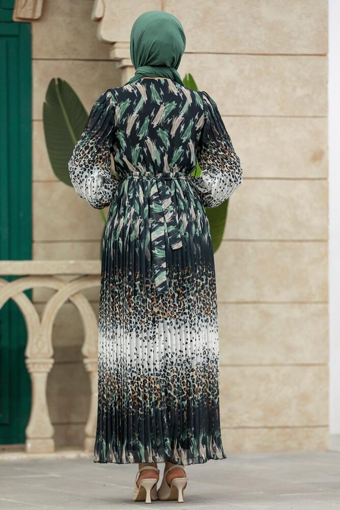 Almond Green Long Dress for Muslim Ladies 3889CY - 4