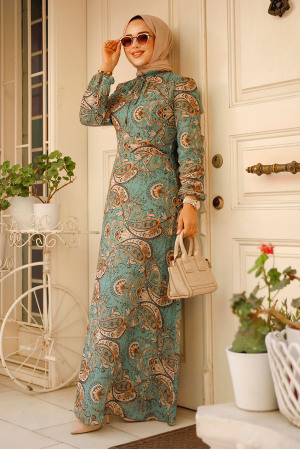 Almond Green Long Sleeve Dress 279081CY - 2