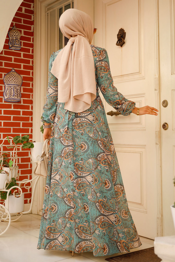 Almond Green Long Sleeve Dress 279081CY - 3