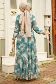 Neva Style - Almond Green Long Muslim Dress 33560CY - Thumbnail