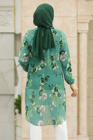 Neva Style - Almond Green Modest Tunic 91236CY - Thumbnail