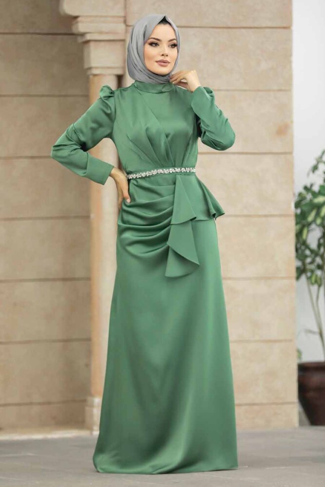 Almond Green Muslim Bridesmaid Dress 40531CY - 3