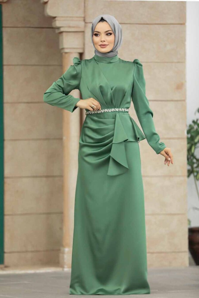 Almond Green Muslim Bridesmaid Dress 40531CY - 1