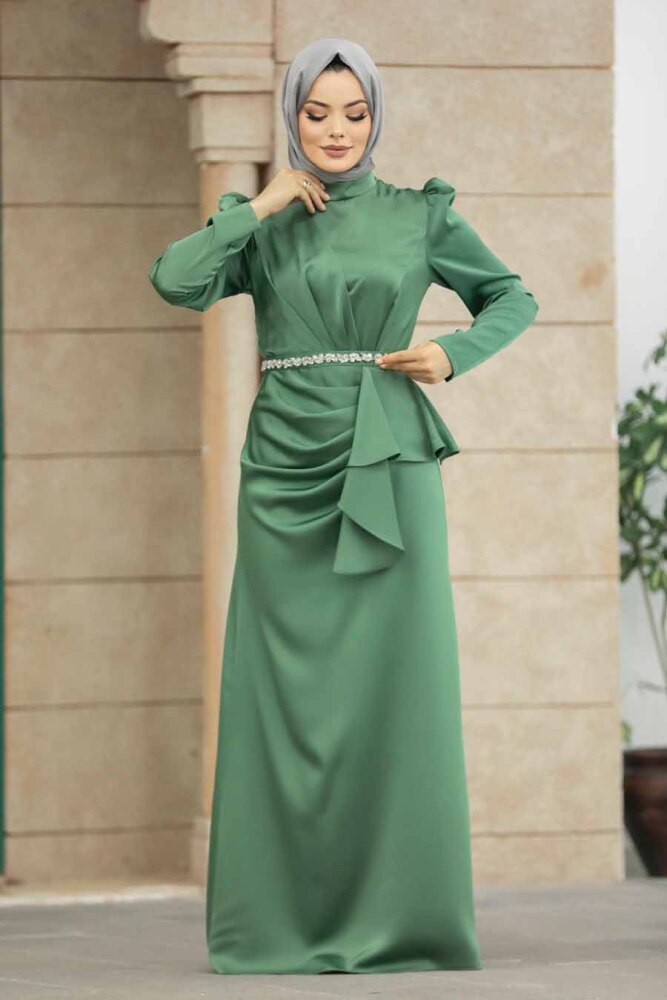 Almond Green Muslim Bridesmaid Dress 40531CY - 2