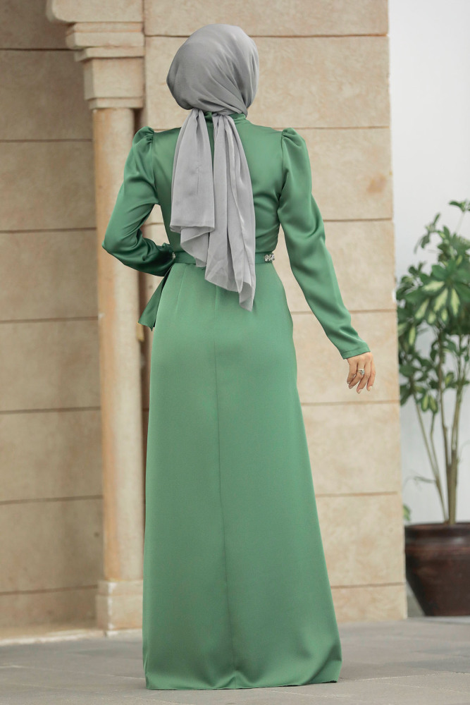 Almond Green Muslim Bridesmaid Dress 40531CY - 4