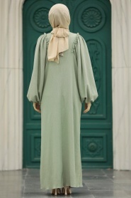 Neva Style - Almond Green Muslim Dress 5887CY - Thumbnail