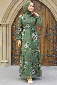 Neva Style - Almond Green Plus Size Dress 279078CY - Thumbnail