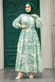 Neva Style - Almond Green Women Dress 5888CY - Thumbnail