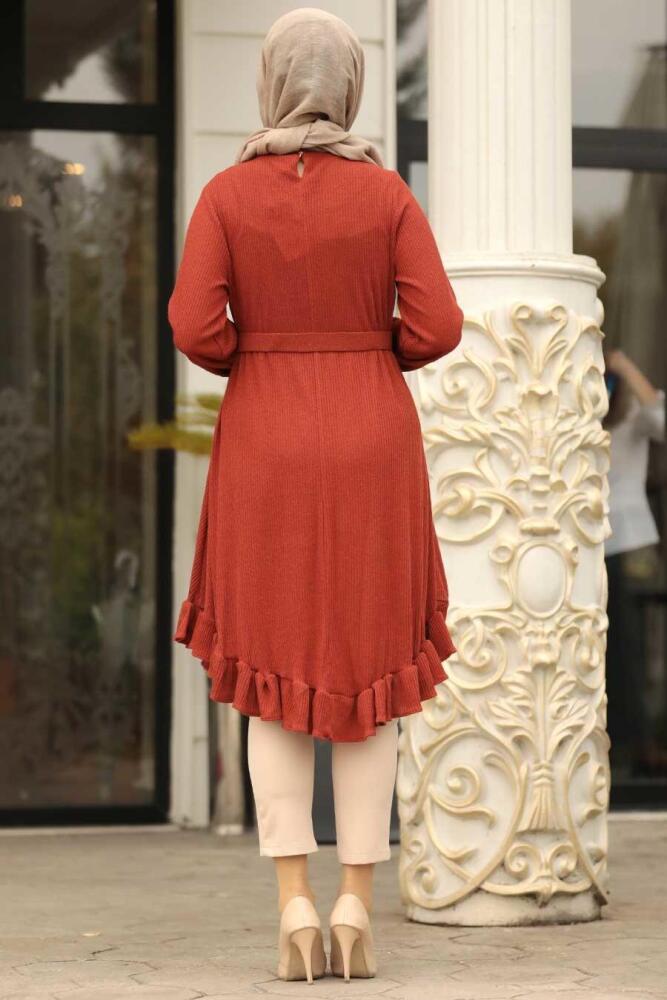 Neva Style - Altı Fırfırlı Kiremit Tesettür Tunik 120130KRMT - 2
