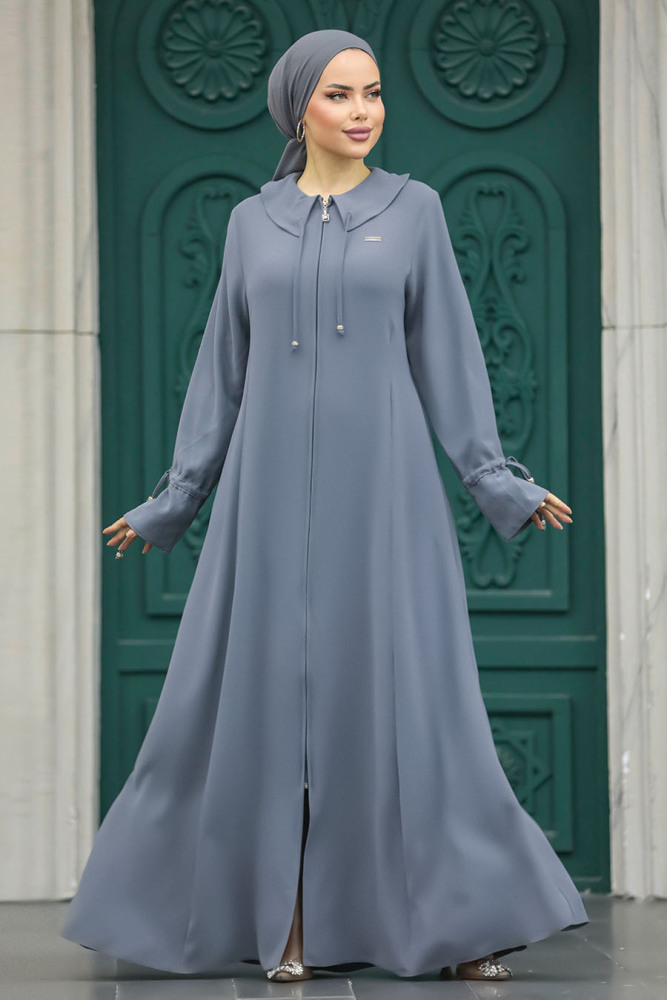 Anthracite Long Sleeve Turkısh Abaya 20021ANT - 1