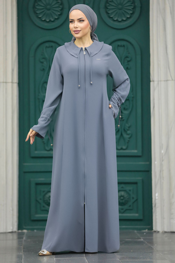 Anthracite Long Sleeve Turkısh Abaya 20021ANT - 3