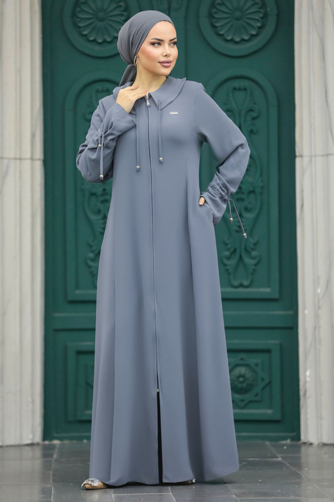 Anthracite Long Sleeve Turkısh Abaya 20021ANT - 4