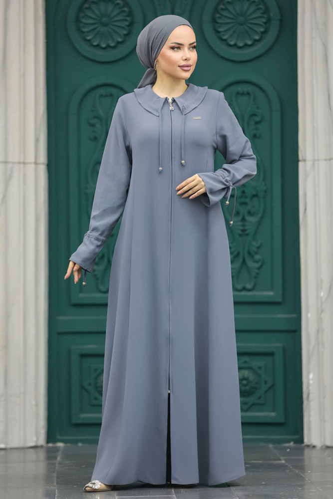 Anthracite Long Sleeve Turkısh Abaya 20021ANT - 5