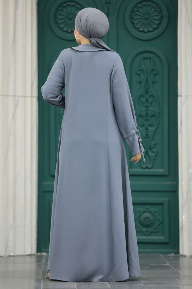 Anthracite Long Sleeve Turkısh Abaya 20021ANT - 6