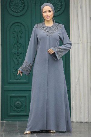 Anthracite Plus Size Abaya 20057ANT - 1