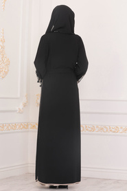 Neva Style - Aplikeli Siyah Tesettür Abaya 9148S - Thumbnail