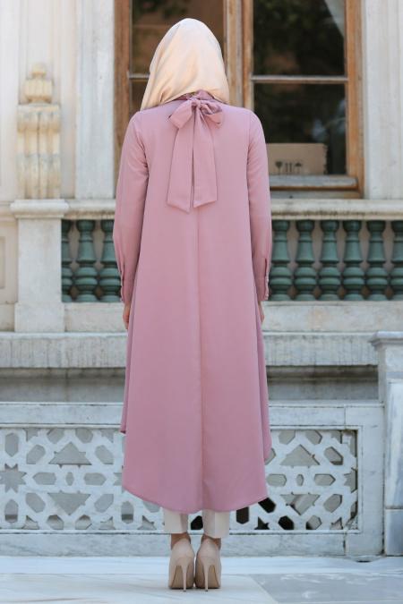 Neva Style - Arkası Uzun Gül Kurusu Tesettür Tunik 52650GK - 2