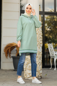 Neva Style - Arkası Uzun Mint Tesettür Sweatshirt & Tunik 40231MINT - Thumbnail