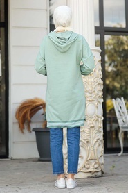 Neva Style - Arkası Uzun Mint Tesettür Sweatshirt & Tunik 40231MINT - Thumbnail