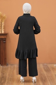 Neva Style - Arkası Uzun Siyah Tesettür İkili Takım 2428S - Thumbnail