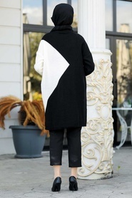 Neva Style - Arkası Uzun Siyah Tesettür Triko Tunik 2274S - Thumbnail