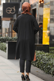 Neva Style - Arkası Uzun Siyah Tesettür Tunik 12128S - Thumbnail
