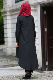 Neva Style - Arkası Uzun Siyah Tesettür Tunik 52650S - Thumbnail