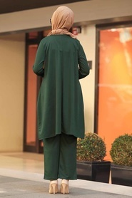 Neva Style - Arkası Uzun Yeşil Tesettür İkili Takım 22371Y - Thumbnail