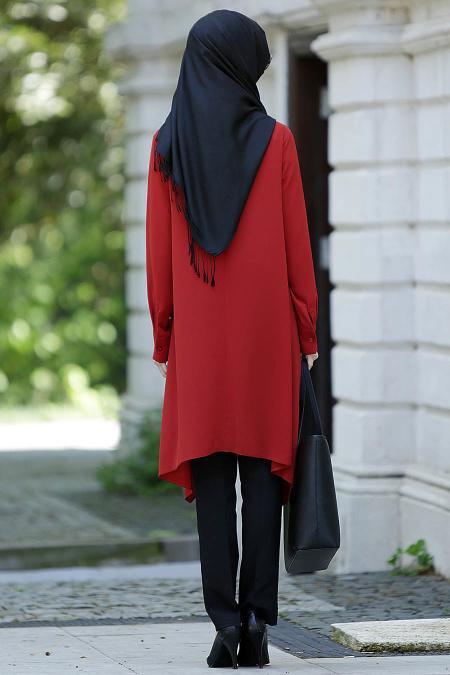 Neva Style - Asimetrik Kesim Kiremit Tunik - 3