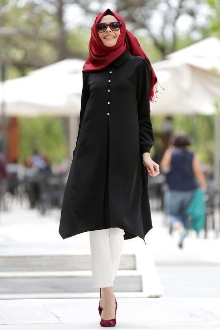 Neva Style - Asimetrik Kesim Siyah Tunik - 2