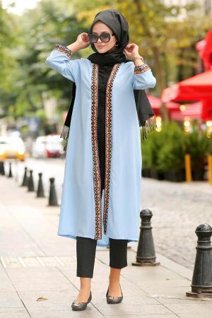 Bebek Mavisi Tesettür Abaya 40401BM - 1