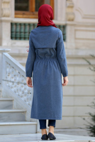 Neva Style - Baby Blue Hijab Coat 21981BM - Thumbnail