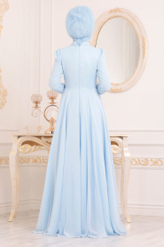 Neva Style - Modern Baby Blue Modest Islamic Clothing Evening Dress 20510BM - Thumbnail