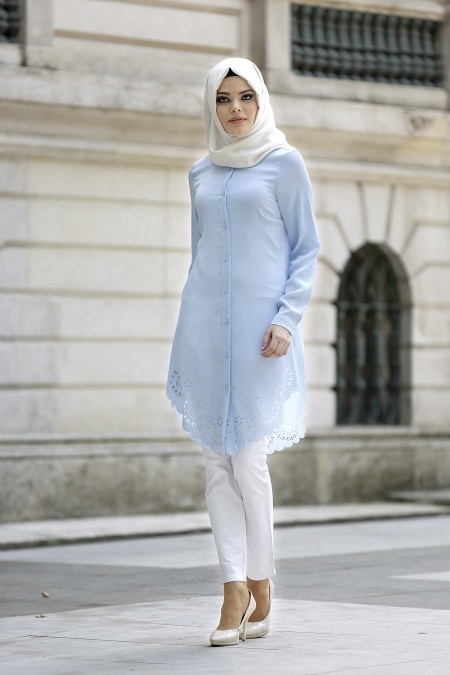Neva Style - Baby Blue Hijab Tunic 5068BM