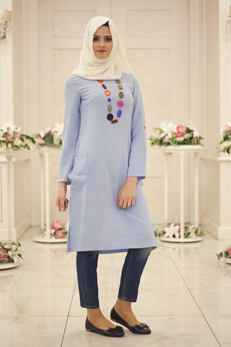 Neva Style - Baby Blue Hijab Tunic 5081BM