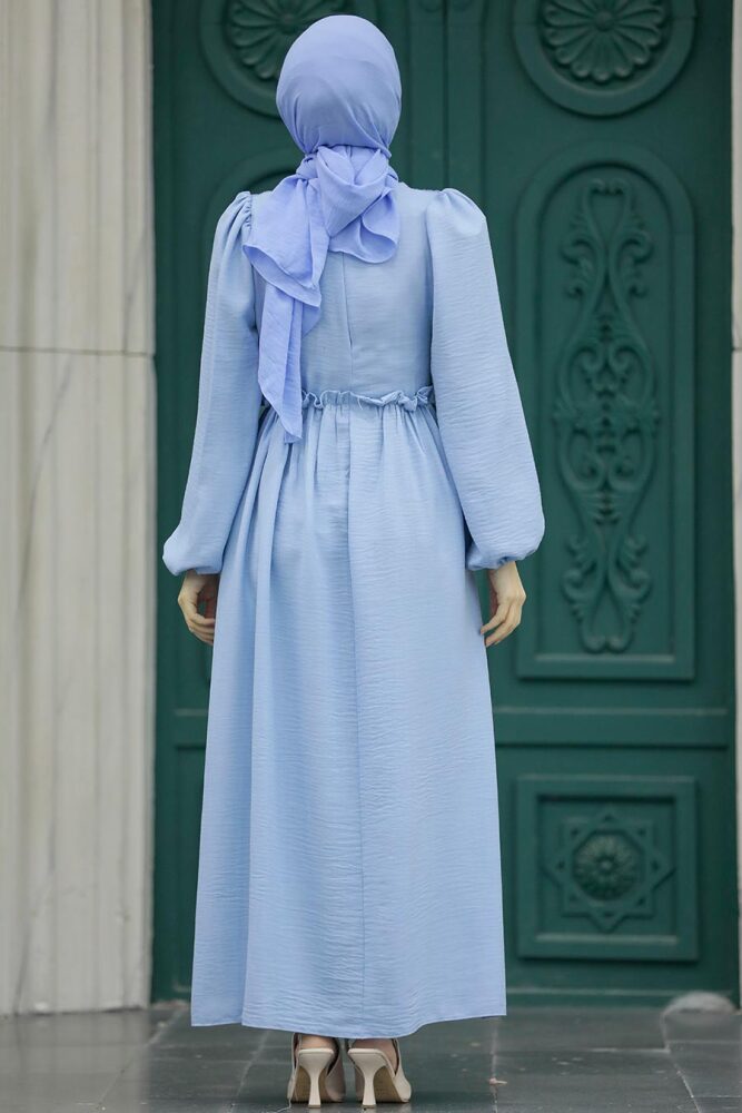Baby Blue Long Dress for Muslim Ladies 58571BM - 4