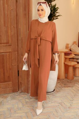  Bağlamalı Kiremit Tesettür Tulum 5714KRMT - 1