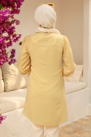 Neva Style - Bağlamalı Sarı Tesettür Tunik 5691SR - Thumbnail