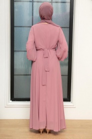 Neva Style -Balon Kol Gül Kurusu Tesettür Elbise 20550GK - Thumbnail
