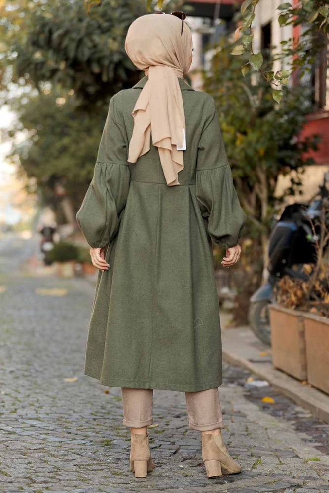 Neva Style - Balon Kol Haki Tesettür Kap 5592HK - 3