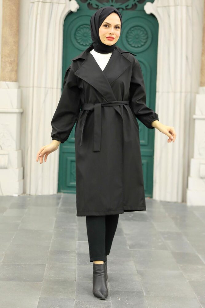Neva Style - Balon Kol Siyah Tesettür Kap 5829S - 4