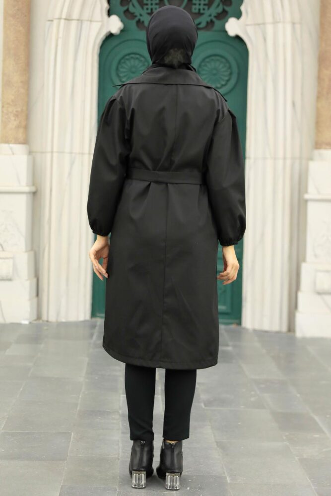 Neva Style - Balon Kol Siyah Tesettür Kap 5829S - 5